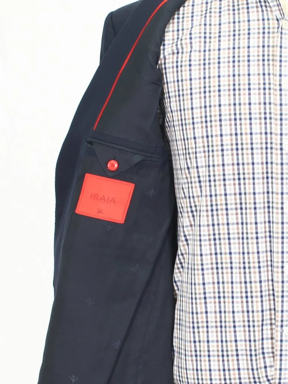 ISAIA 46R Navy Blazer Sport Coat Jacket 3-Button Herringbone Y427